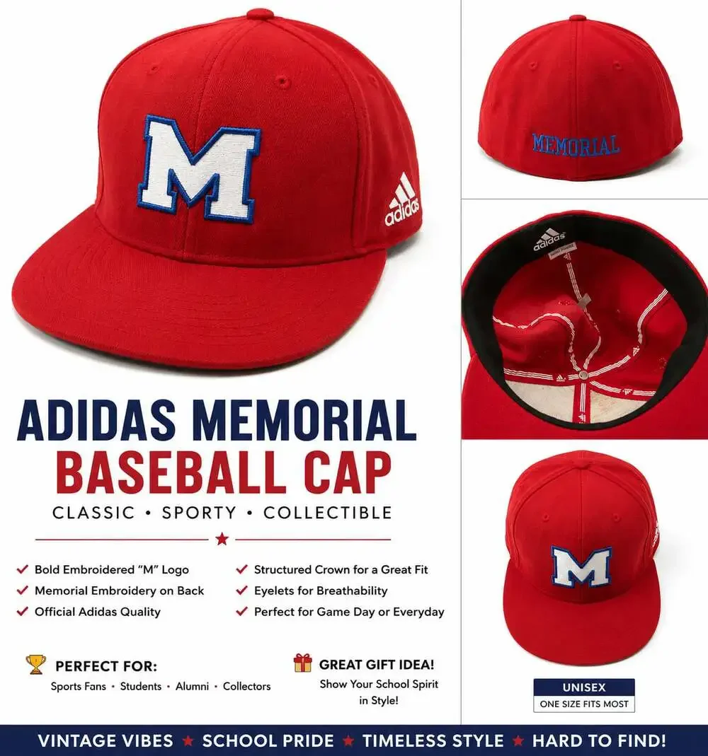 Adidas Memorial Baseball Cap Red M Logo Unisex